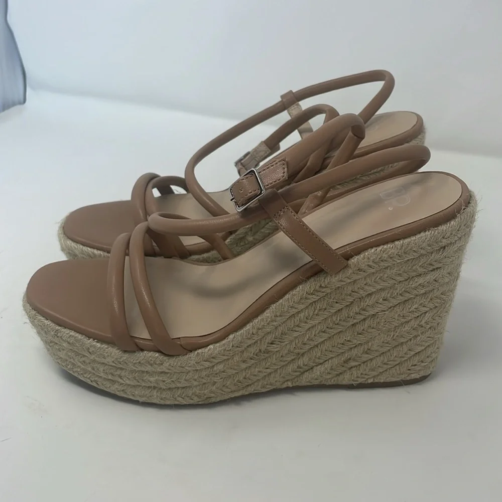 BP Nude Platform Heel Espadrille Sandals Size 8.5 Excellent Condition - Picture 7 of 13